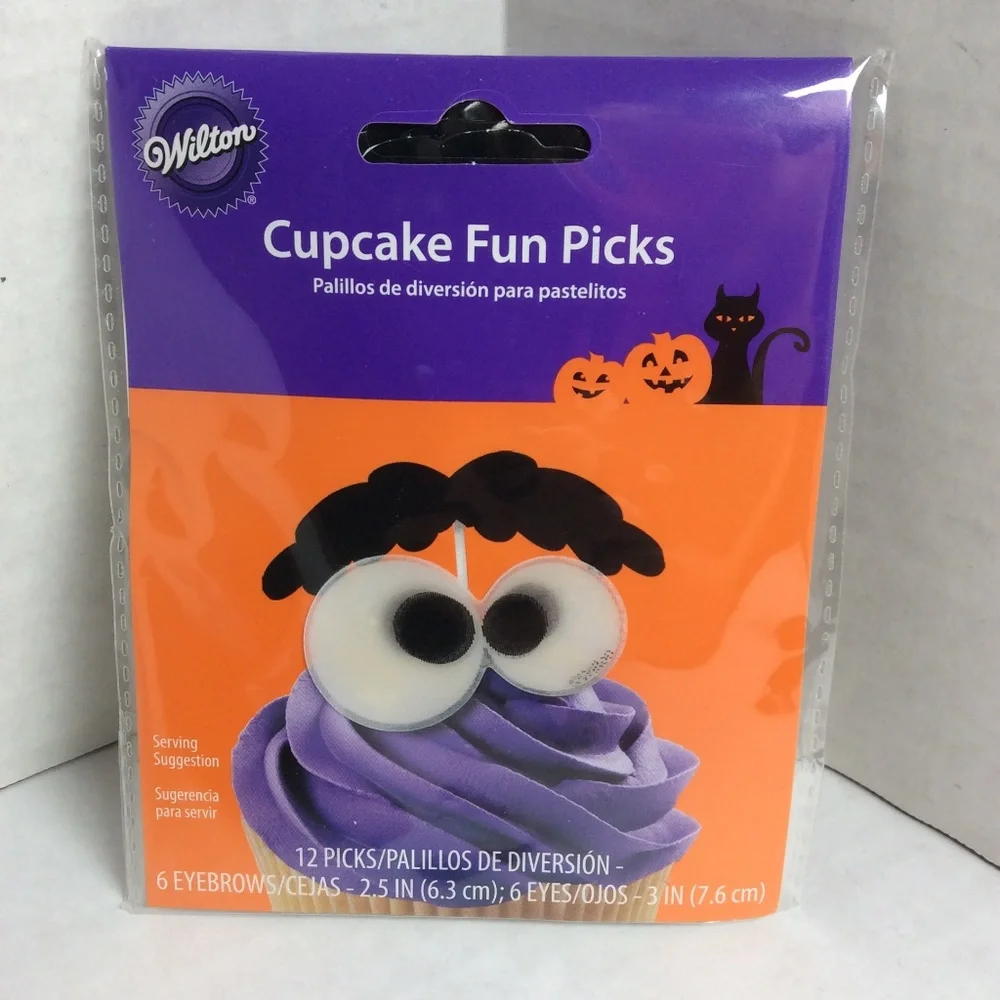 Wilton Cupcake Fun Picks Eyes With Eyebrows 12 Picks 2.5